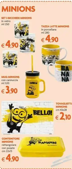 Galassia Minions Set 3 Bicchieri In Vetro offerta