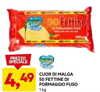 DPiù Cuor di malga 50 fettine di formaggio fuso offerta