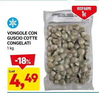 Vongole con guscio cotte congelati