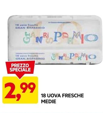 DPiù 18 uova fresche medie offerta