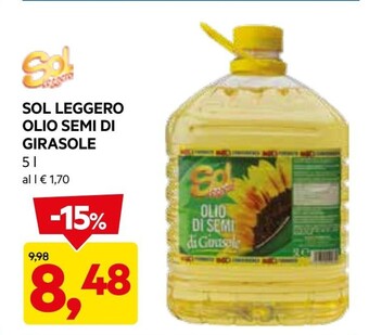 DPiù Sol leggero olio semi di girasole offerta