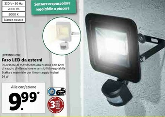 Lidl Livarno Home Faro LED Da Esterni offerta