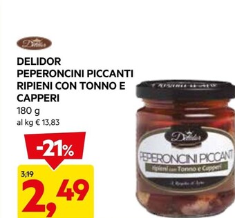 DPiù Delidor peperoncini piccanti ripieni con tonno e capperi offerta