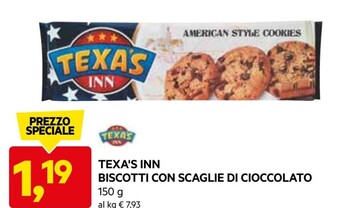 DPiù Texa's inn biscotti con scaglie di cioccolato offerta