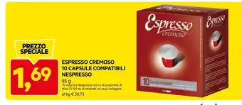 DPiù Nespresso espresso cremoso 10 capsule compatibili offerta