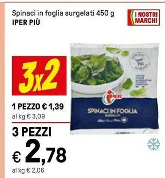 Iper La Grande Iper Piu Spinaci In Foglia Surgelati offerta