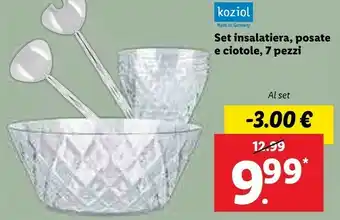 Lidl Koziol Set Insalatiera, Posate E Ciotole offerta