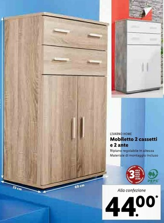 Lidl Livarno Home Mobiletto 2 Cassetti E 2 Ante offerta