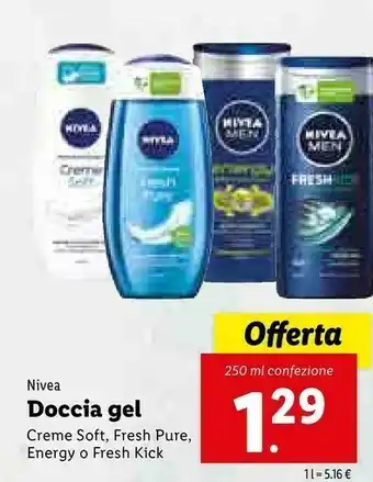 Lidl Nivea Fresh Pure Doccia Gel Donne Corpo Oceano 250 Ml offerta