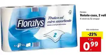 Lidl Floralys Rotolo Casa, 2 Veli offerta