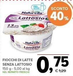 Todis Naturella fiocchi di latte senza lattosio offerta