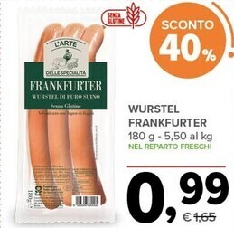 Todis L'arte delle specialità wurstel frankfurter offerta