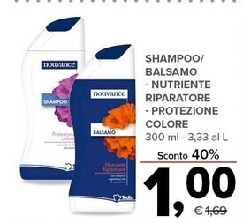 Todis Nouvance shampoo/balsamo nutriente riparatore protezione colore offerta