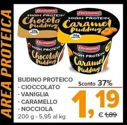Ehrmann budino proteico cioccolato vaniglia caramello nocciola
