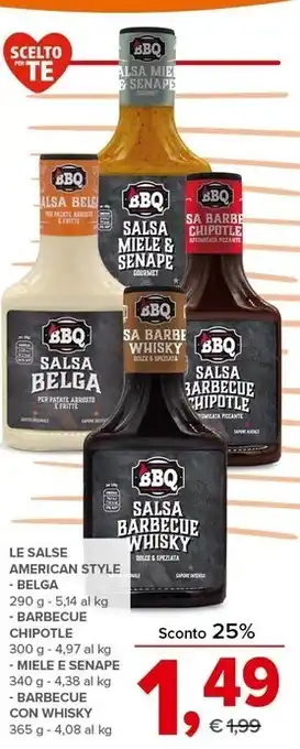 Todis Bbq - le salse american style belga barbecue chipotle miele e senape barbecue con whisky offerta