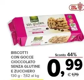 Todis Gullon biscotti con gocce cioccolato senza glutine e zucchero offerta