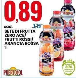 Eurospin Puertosol sete di frutta zero ace/ frutti rossi/ arancia rossa offerta
