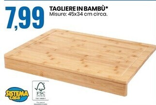 Eurospin Sistema casa tagliere in bambù offerta