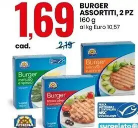 Eurospin Athena burger assortiti, 2 pz offerta