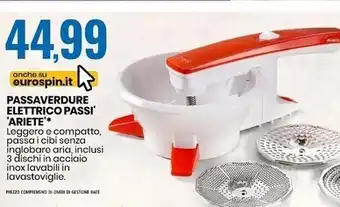 Eurospin Ariete passaverdure elettrico passi' offerta