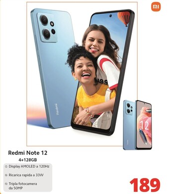 Comet Xiaomi redmi note 12 16,9 cm (6.67) doppia sim android 12 4g usb tipo-c 4 gb 128 gb 5000 mah blu offerta