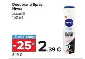 Carrefour Iper Nivea deodoranti spray offerta