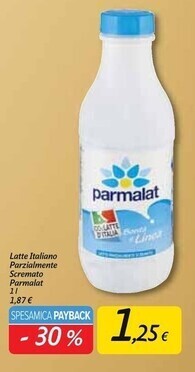 Carrefour Market Parmalat latte italiano parzialmente scremato offerta