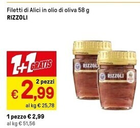Iper La Grande Rizzoli filetti di alici in olio di oliva offerta