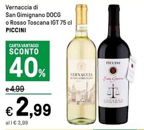 Piccini vernaccia di san gimignano docg o rosso toscana igt