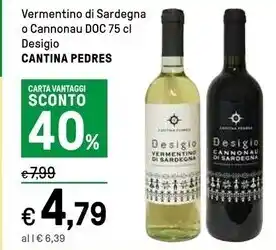 Iper La Grande Cantina pedres vermentino di sardegna o cannonau doc desigio offerta