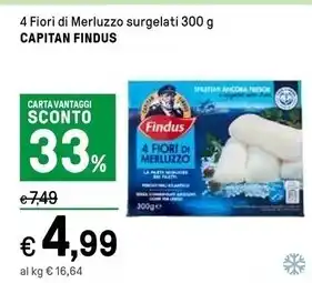 Iper La Grande Findus capitan 4 fiori di merluzzo surgelati offerta