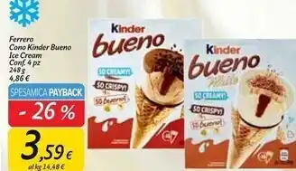 Carrefour Market Ferrero cono kinder bueno ice cream offerta