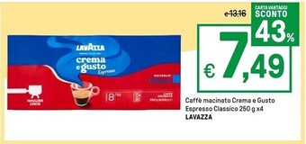 Iper La Grande Lavazza caffè macinato crema e gusto espresso classico offerta