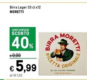 Iper La Grande Moretti birra lager offerta
