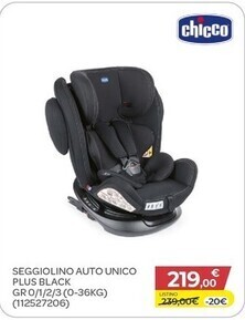 Bimbo Store Chicco seggiolino auto unico plus black gr 0/1/2/3 (0-36kg) offerta