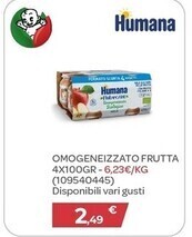 Bimbo Store Humana omogeneizzato frutta 4x100gr offerta