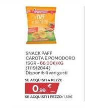 Bimbo Store Plasmon snack paff carota e pomodoro 15gr offerta