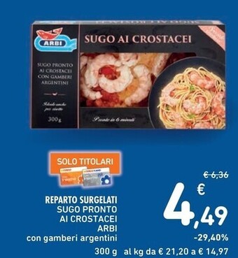 Spazio Conad Arbi sugo pronto ai crostacei offerta