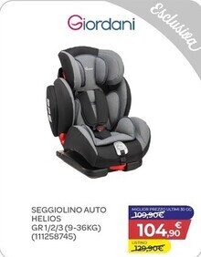 Bimbo Store Giordani seggiolino auto helios gr 1/2/3 (9-36kg) offerta