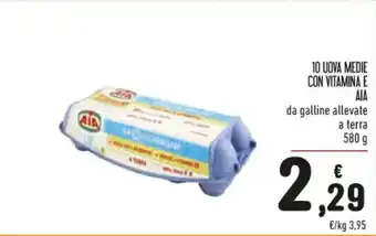 Spazio Conad 10 UOVA MEDIE CON VITAMINA E AIA da galline allevate a terra 580 g offerta