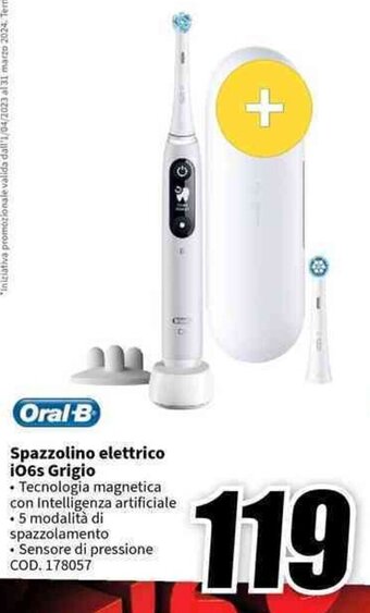 MediaWorld Oral-B Spazzolino elettrico i06s Grigio offerta