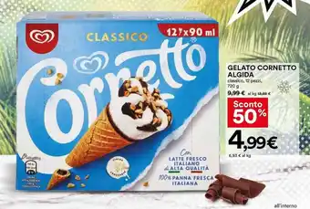 Coop GELATO CORNETTO ALGIDA classico, 12 pezzi, 720 g offerta