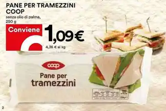 Coop PANE PER TRAMEZZINI COOP 250 g offerta