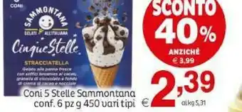 Elite Sammontana 6 Coni Cinque Stelle Caffè 450 G(ml) offerta
