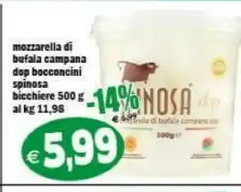 Gros Spinosa Mozzarella Di Bufala Campana DOP Bocconcini Bicchiere offerta