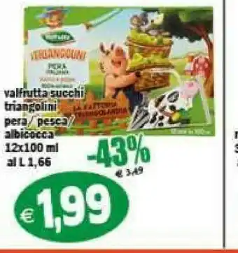 Gros Valfrutta Succhi Triangolini Pera/ Pesca/ Albicocca offerta