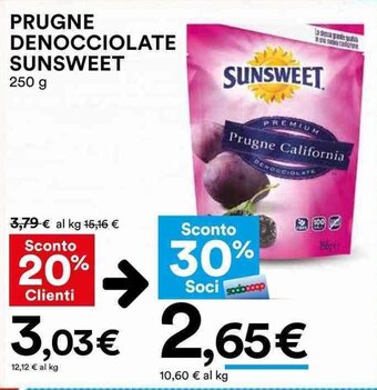 Coop PRUGNE DENOCCIOLATE SUNSWEET 250 g offerta