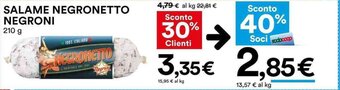 Coop SALAME NEGRONETTO NEGRONI 210 g offerta