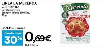 Coop LINEA LA MERENDA CITTERIO 30 g offerta