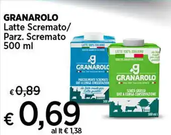 Coop GRANAROLO Latte Scremato/ Parz. Scremato 500 ml offerta